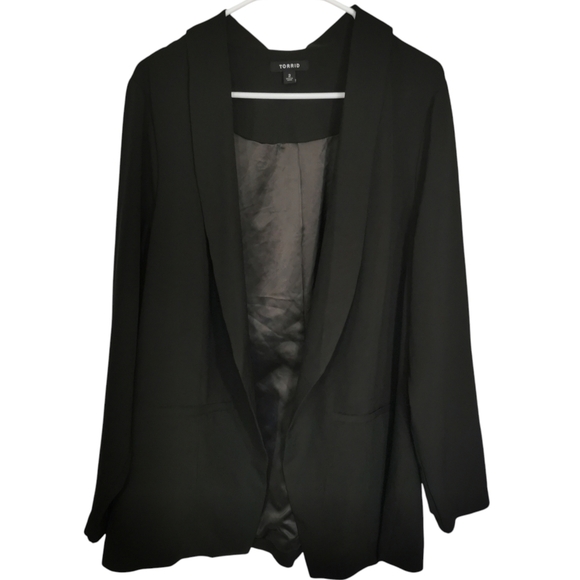 Torrid Black Shawl Collar Open Front Blazer Size 2X - Picture 3 of 11